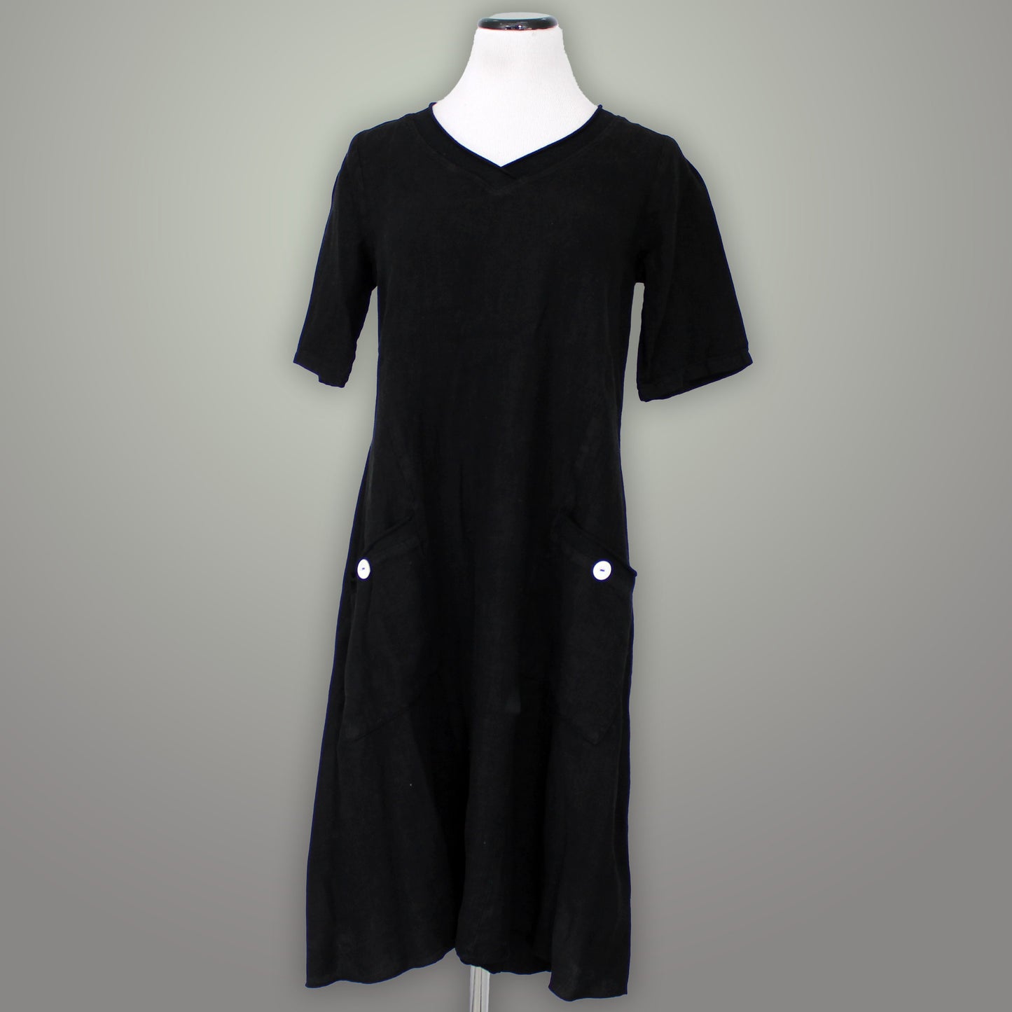 Fenini Linen V Neck Dress - [variant_title] - beyondcotton.myshopify.com