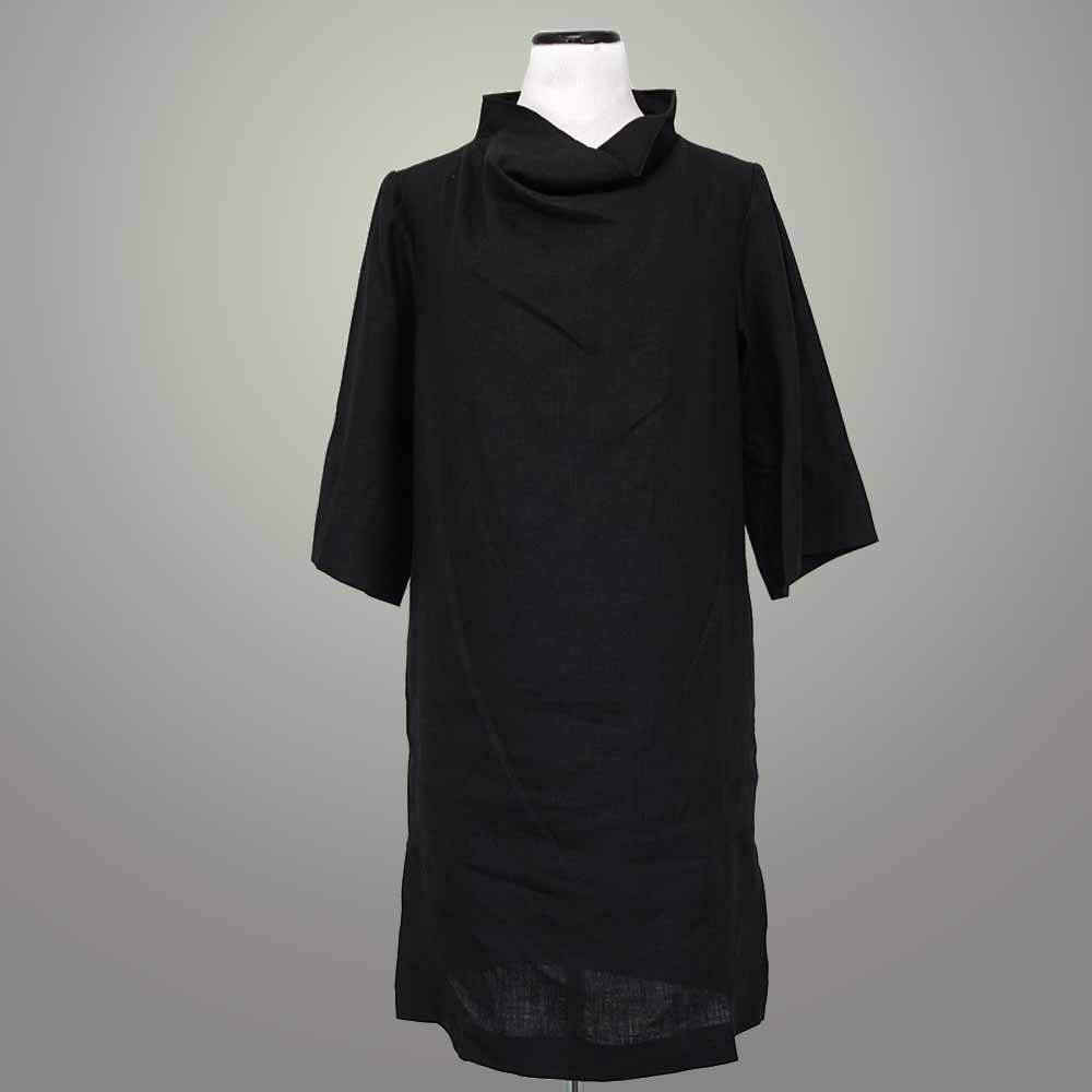 Jackie Crown Linen Draped Neck Dress - [variant_title] - beyondcotton.myshopify.com